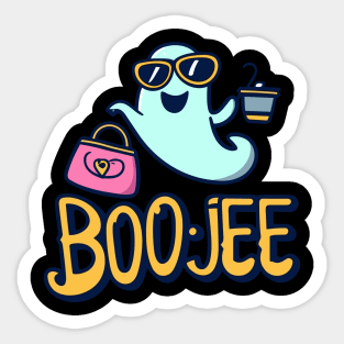 Cute And Funny Ghost Halloween Boujee Boo-Jee Design Sticker